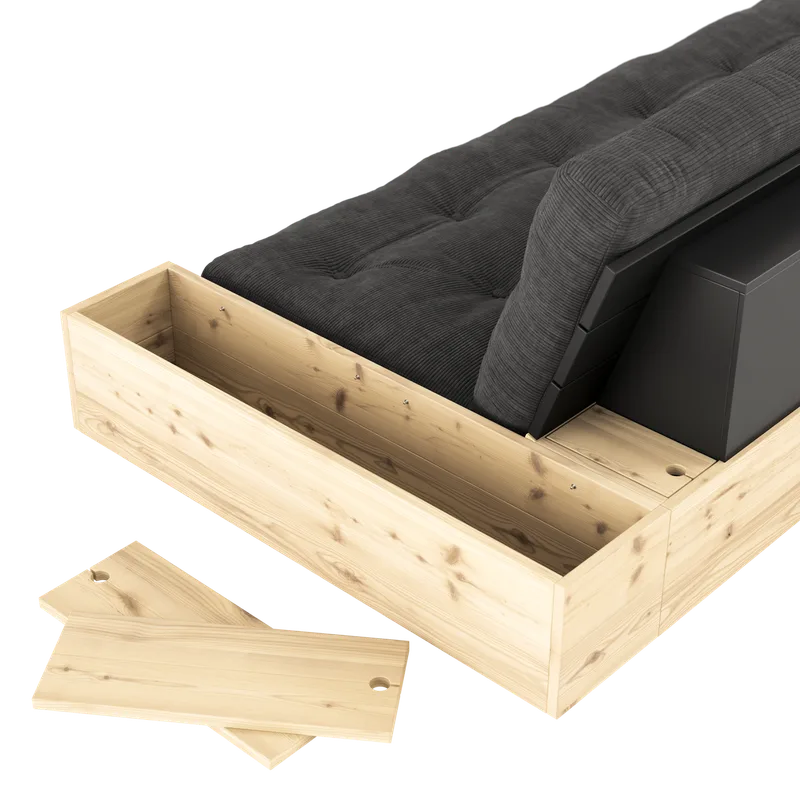 BASE BLACK NIGHT LACQUERED W. 2 SIDEBOXES CLEAR W. 5-LAYER MIXED MATTRESS WHEAT BEIGE by Karup Design – product photo 3 of 19