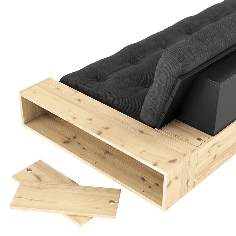 BASE BLACK NIGHT LACQUERED W. 2 SIDEBOXES CLEAR W. 5-LAYER MIXED MATTRESS GOLDEN OCHRE by Karup Design – product photo 11 of 16