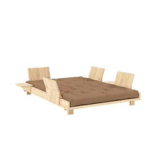SOCIAL SOFA BED CLEAR LAC 140 X 200 W. 4 PCS BACK RESTS AND 2 PCS SIDE TABLES W. FRESH MATTRESS MOCCA by Karup Design – product photo 20 of 20
