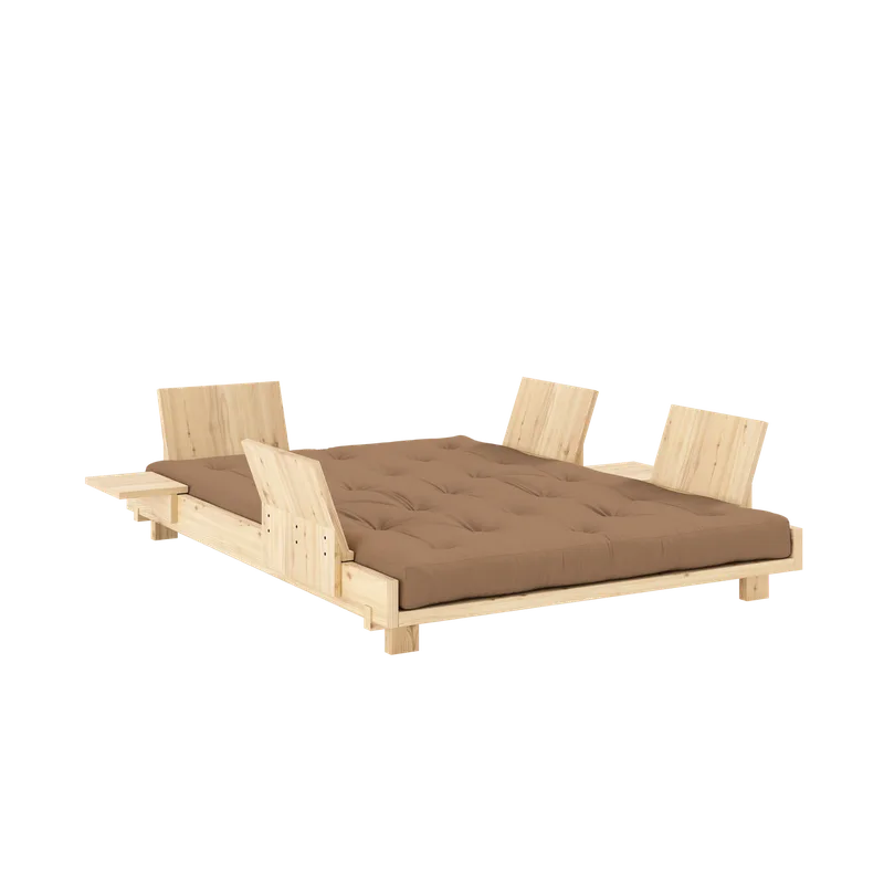 SOCIAL SOFA BED CLEAR LAC 140 X 200 W. 4 PCS BACK RESTS AND 2 PCS SIDE TABLES W. FRESH MATTRESS MOCCA by Karup Design – product photo 20 of 20