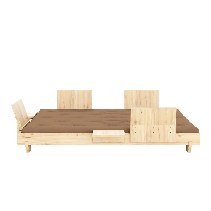 SOCIAL SOFA BED CLEAR LAC 140 X 200 W. 4 PCS BACK RESTS AND 2 PCS SIDE TABLES W. FRESH MATTRESS MOCCA by Karup Design – product photo 6 of 20