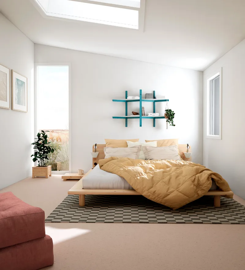 PEEK BED CLEAR LACQUERED 140 X 200 W. 2 BED LAMPS by Karup Design – interior photo 10 of 13