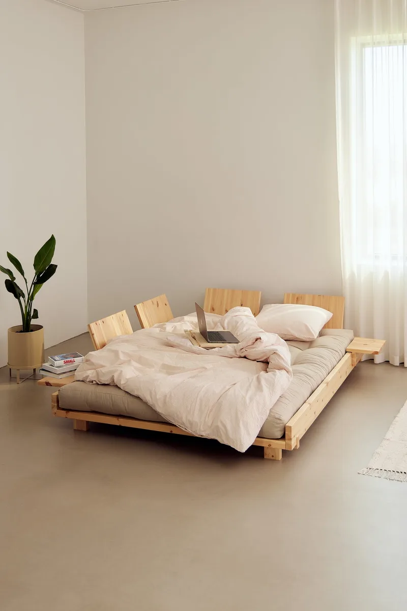 SOCIAL SOFA BED CLEAR LAC 140 X 200 W. 4 PCS BACK RESTS AND 2 PCS SIDE TABLES W. FRESH MATTRESS MOCCA by Karup Design – interior photo 10 of 20