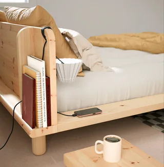 PEEK BED CLEAR LACQUERED 140 X 200 W. 2 BED LAMPS by Karup Design – interior photo 11 of 13