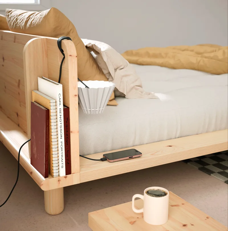 PEEK BED CLEAR LACQUERED 140 X 200 W. 2 BED LAMPS by Karup Design – interior photo 11 of 13