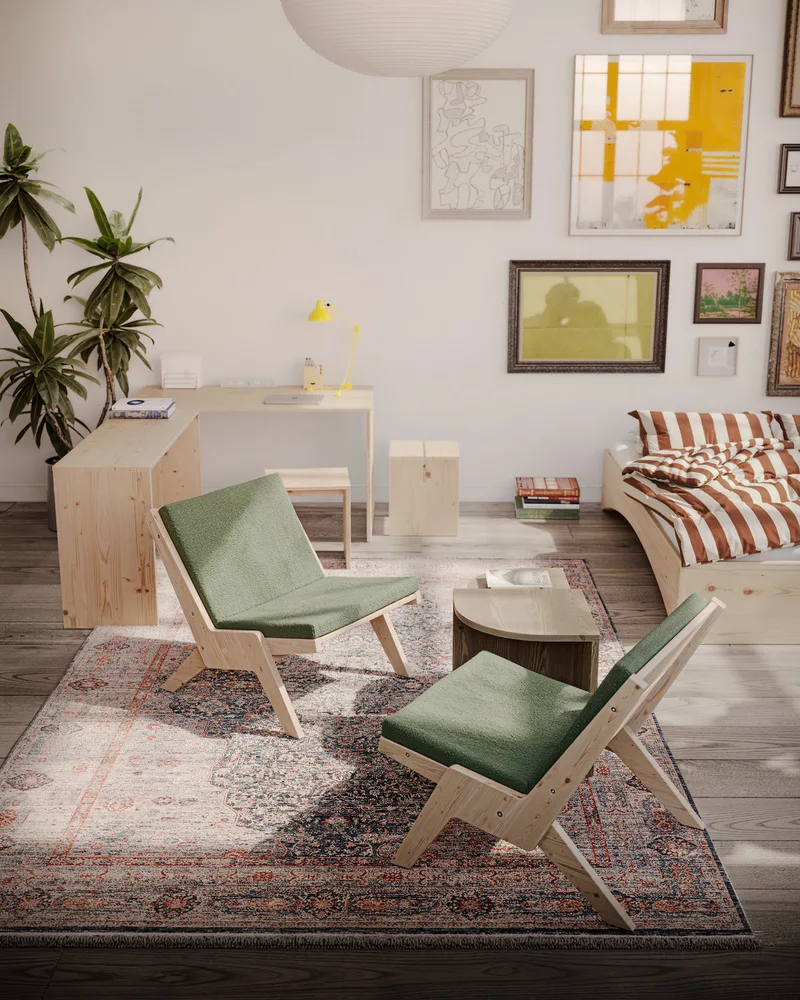 SWAY LOUNGE CHAIR RAW W. PEBBLE BEIGE MATTRESS by Karup Design – interior photo 12 of 13