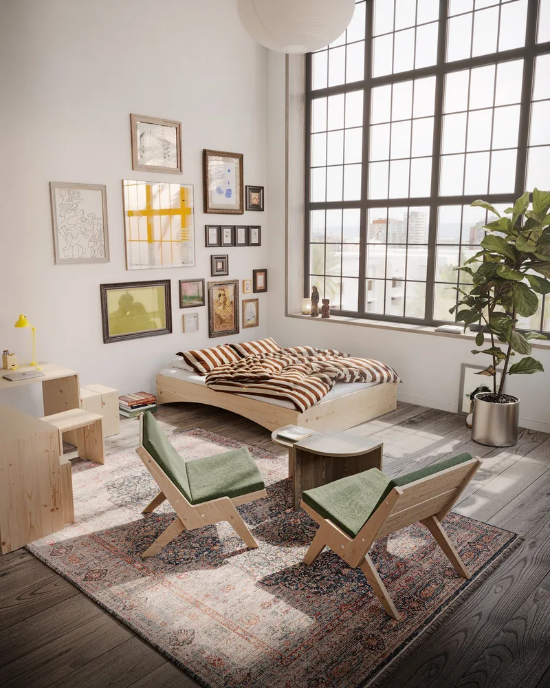 SWAY LOUNGE CHAIR RAW W. PEBBLE BEIGE MATTRESS by Karup Design – interior photo 11 of 13