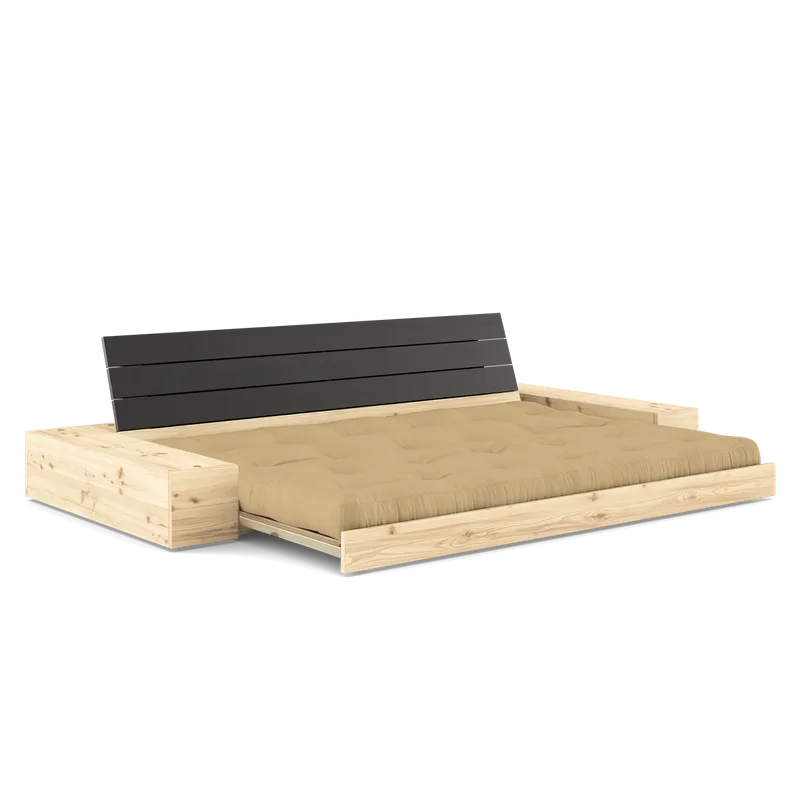 BASE BLACK NIGHT LACQUERED W. 2 SIDEBOXES CLEAR W. 5-LAYER MIXED MATTRESS WHEAT BEIGE by Karup Design – product photo 1 of 19