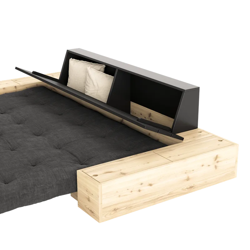 BASE BLACK NIGHT LACQUERED W. 2 SIDEBOXES CLEAR W. 5-LAYER MIXED MATTRESS GOLDEN OCHRE by Karup Design – product photo 13 of 16