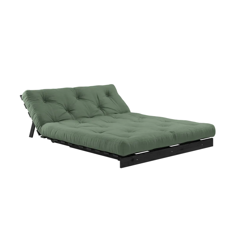 ROOTS BLACK NIGHT LACQUERED 140 X 200 W. ROOTS MATTRESS OLIVE GREEN by Karup Design – product photo 1 of 8