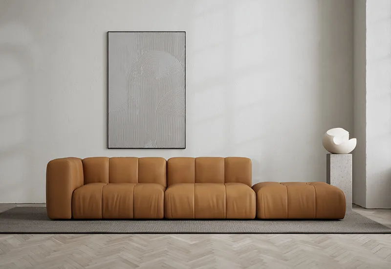 Cecco 3-sits soffa öppen höger by LAYERED in Leather Brandy – interior photo