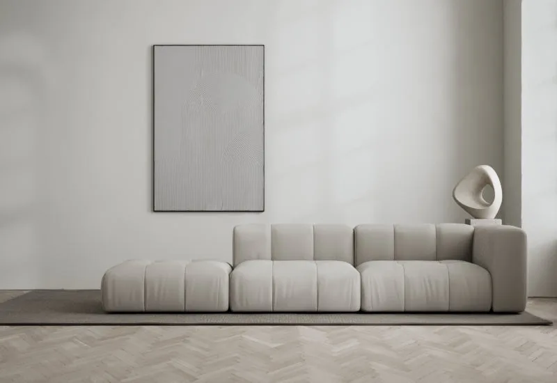 Cecco 3-sits soffa öppen vänster by LAYERED in Linen Look True Greige – interior photo