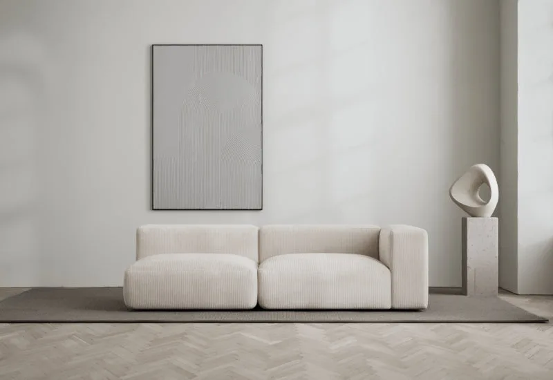 Rosso 2-sits soffa öppen vänster by LAYERED in Cord Fresh Pearl Grey – interior photo