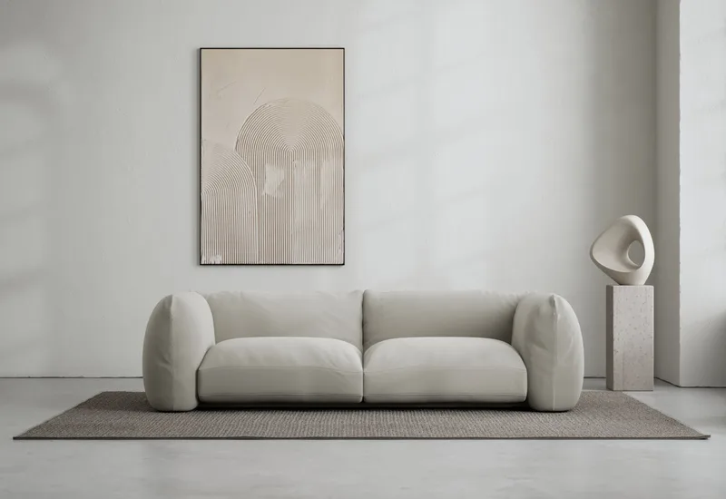 Lotta Agaton 2-sits soffa von LAYERED in Linen Look Cold Clay – Ambientefoto