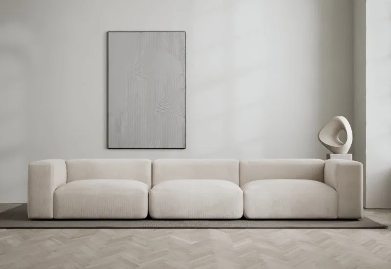 Rosso 3-sits soffa de LAYERED en Cord Fresh Pearl Grey – photo d’ambiance