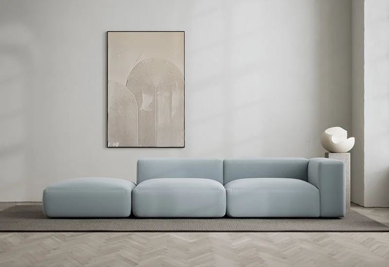 Rosso 3-sits soffa öppen vänster by LAYERED in Linen Look Sky Blue – interior photo