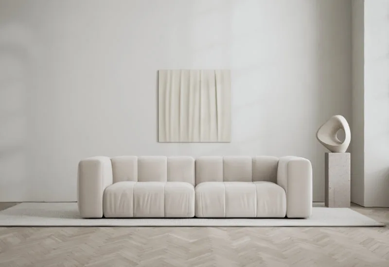 Cecco 2-sits soffa by LAYERED in Velvet Bone White – interior photo
