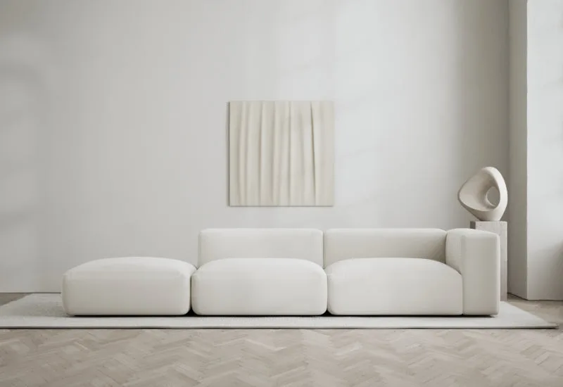 Rosso 3-sits soffa öppen vänster van LAYERED in Linen Look Bone White – sfeerfoto