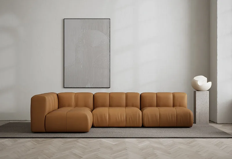 Cecco 4-sits hörnsoffa vänster de LAYERED en Leather Brandy – photo d’ambiance