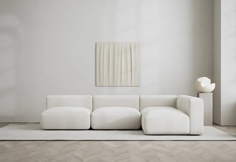 Rosso 4-sits hörnsoffa höger van LAYERED in Linen Look Bone White – sfeerfoto