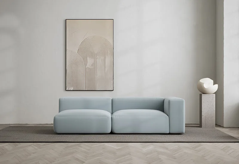 Rosso 2-sits soffa öppen vänster by LAYERED in Linen Look Sky Blue – interior photo