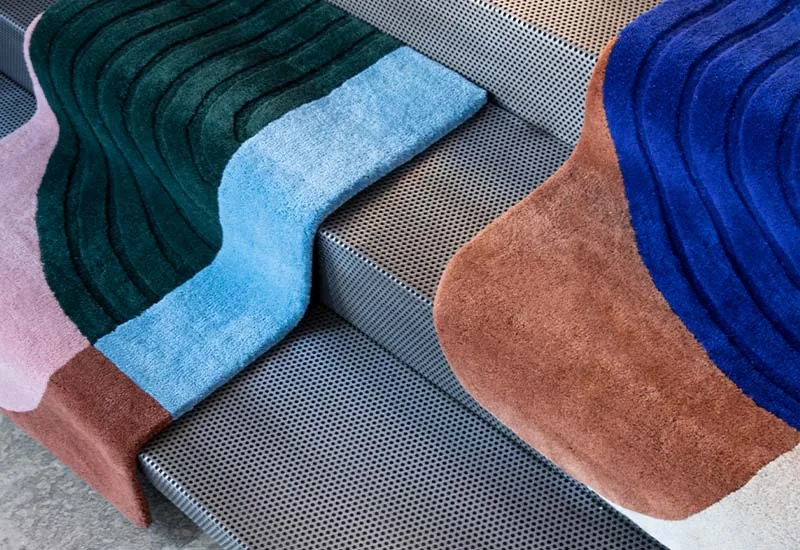 Follow The Trace Doormat Blue by LAYERED in 60 × 90 cm – interior photo