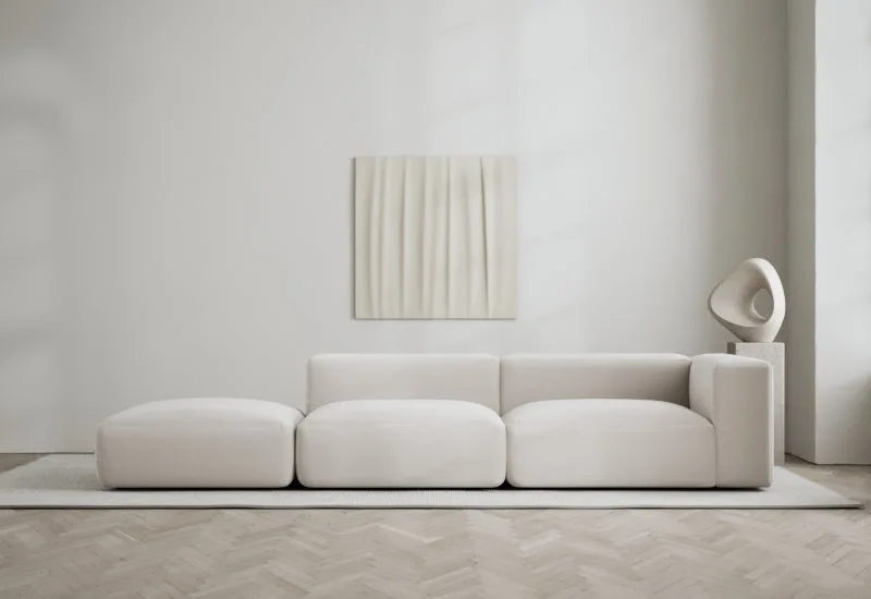Rosso 3-sits soffa öppen höger by LAYERED in Velvet Bone White – interior photo
