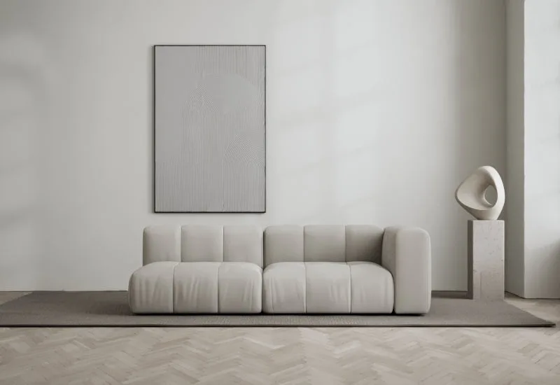 Cecco 2-sits soffa öppen vänster by LAYERED in Linen Look True Greige – interior photo