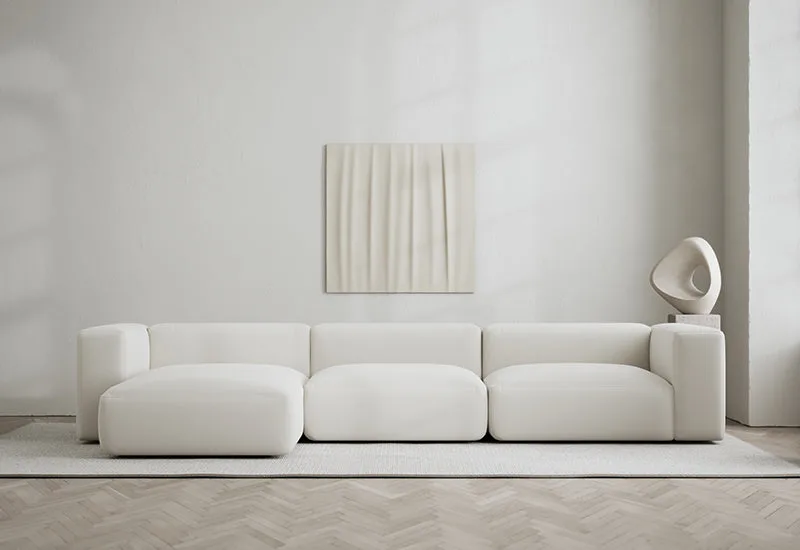 Rosso 3-sits soffa med divan vänster von LAYERED in Linen Look Bone White – Ambientefoto