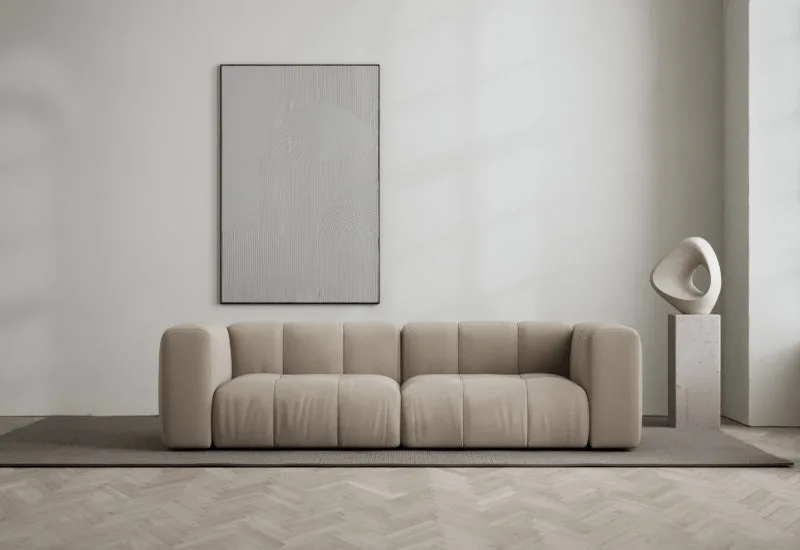 Cecco 2-sits soffa by LAYERED in Bouclé Warm Clay – interior photo