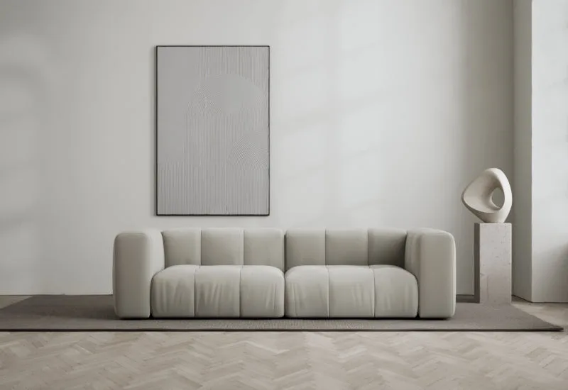 Cecco 2-sits soffa by LAYERED in Linen Look Cold Clay – interior photo