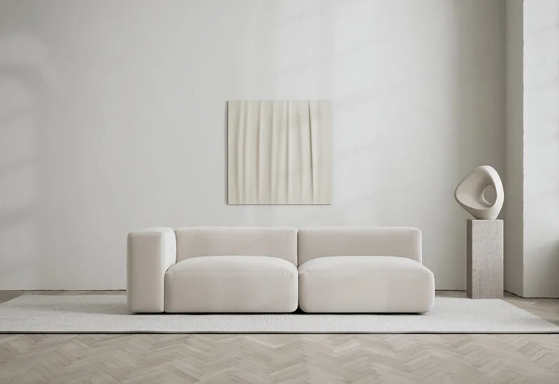 Rosso 2-sits soffa öppen höger by LAYERED in Velvet Bone White – interior photo