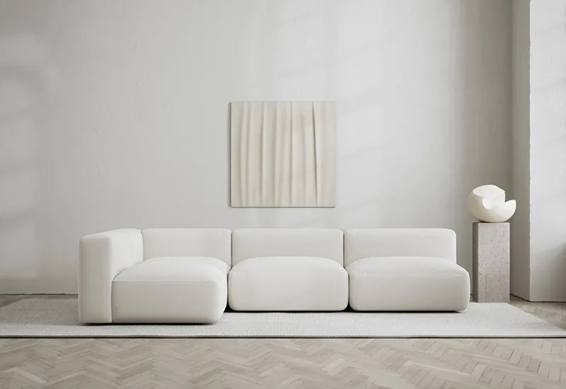 Rosso 4-sits hörnsoffa vänster by LAYERED in Linen Look Bone White – interior photo