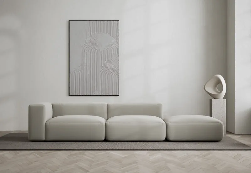 Rosso 3-sits soffa öppen höger by LAYERED in Linen Look Cold Clay – interior photo