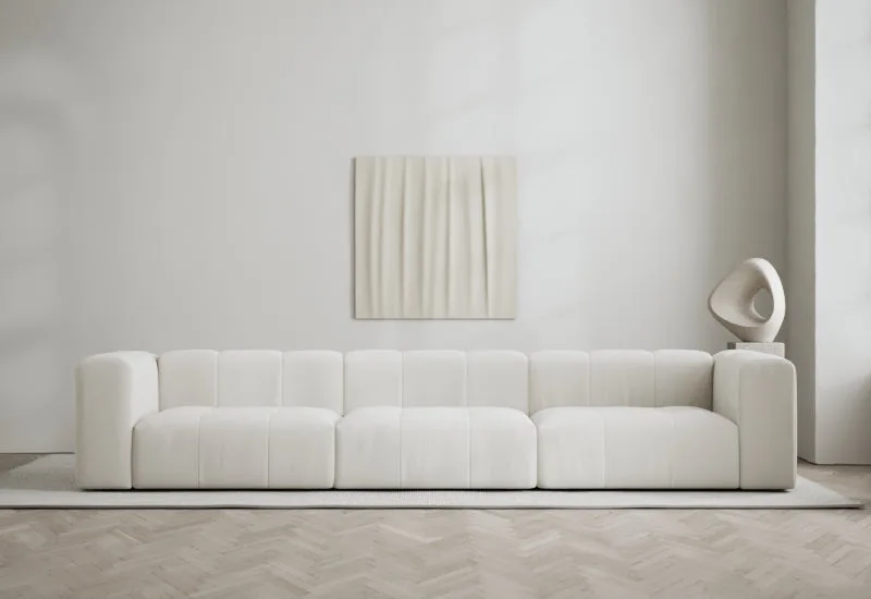 Cecco 3-sits soffa by LAYERED in Linen Look Bone White – interior photo
