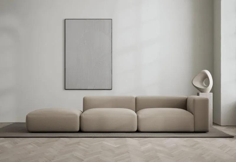 Rosso 3-sits soffa öppen vänster by LAYERED in Bouclé Warm Clay – interior photo