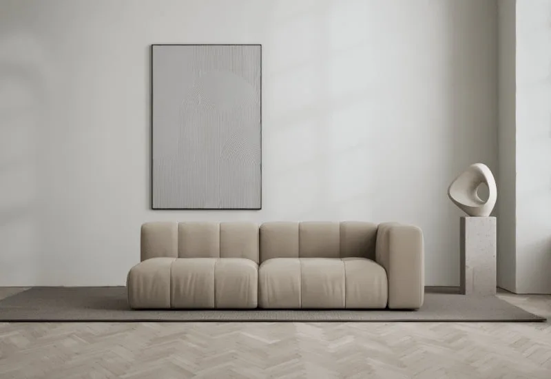Cecco 2-sits soffa öppen vänster von LAYERED in Bouclé Warm Clay – Ambientefoto