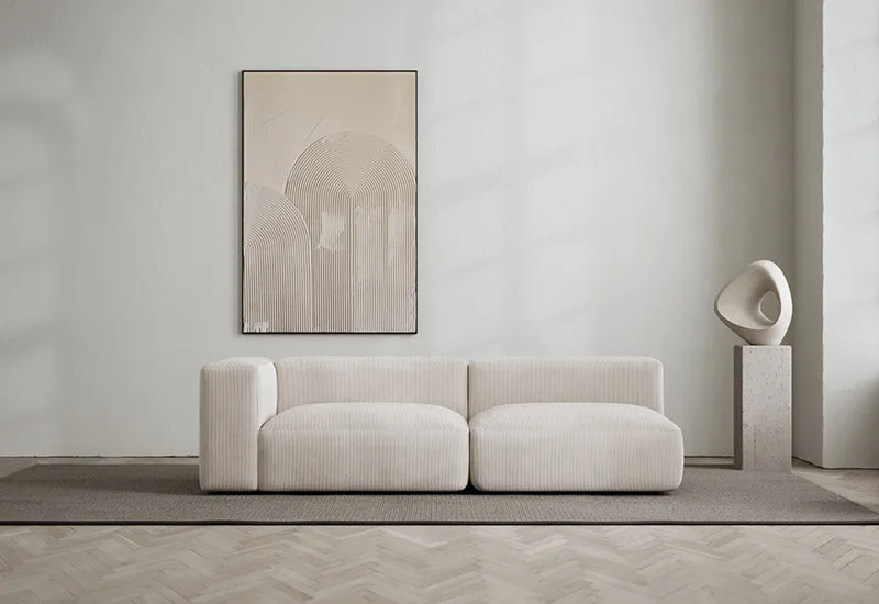 Rosso 2-sits soffa öppen höger by LAYERED in Cord Fresh Pearl Grey – interior photo