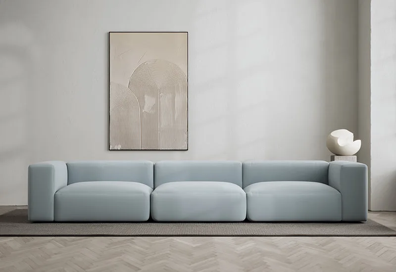 Rosso 3-sits soffa by LAYERED in Linen Look Sky Blue – interior photo