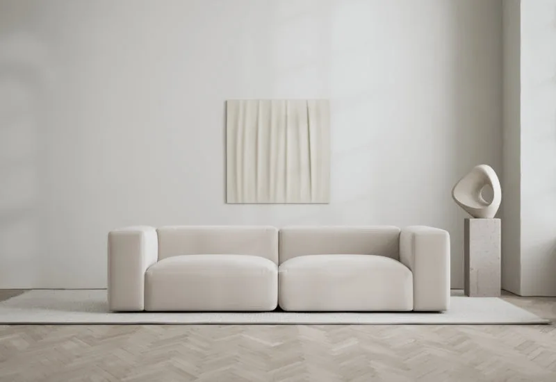 Rosso 2-sits soffa by LAYERED in Velvet Bone White – interior photo