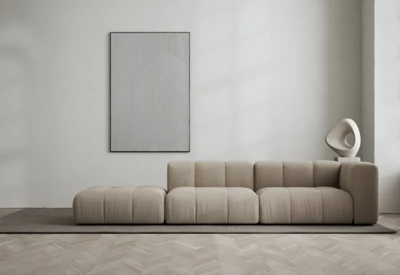 Cecco 3-sits soffa öppen vänster by LAYERED in Bouclé Warm Clay – interior photo