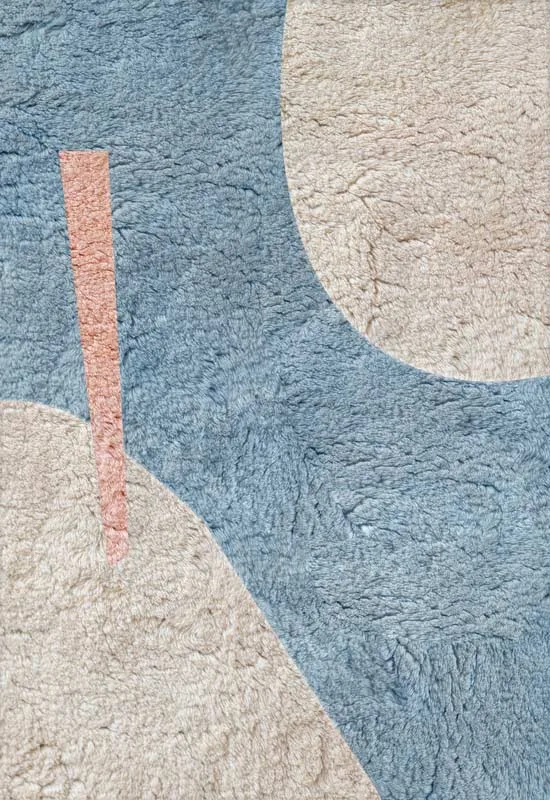 Canvas Patterned Wool Blue van LAYERED in 135 × 180 cm – sfeerfoto