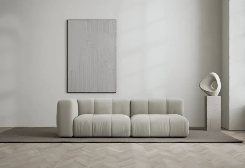 Cecco 2-sits soffa öppen höger by LAYERED in Linen Look Cold Clay – interior photo