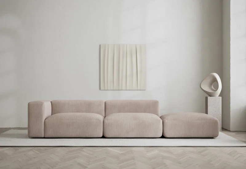 Rosso 3-sits soffa öppen höger by LAYERED in Cord Light Nougat – interior photo