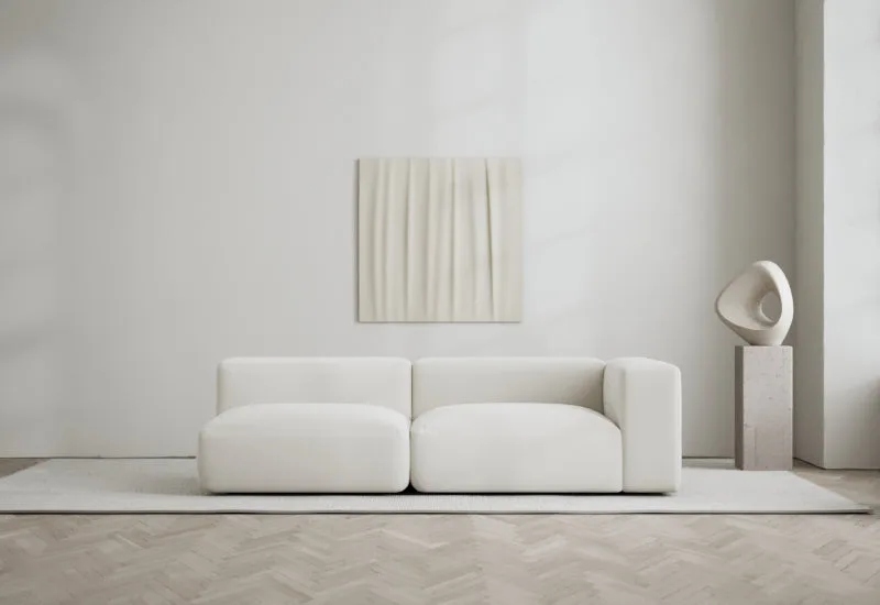 Rosso 2-sits soffa öppen vänster van LAYERED in Linen Look Bone White – sfeerfoto