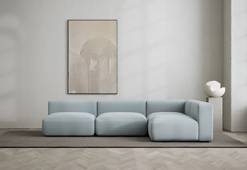 Rosso 4-sits hörnsoffa höger von LAYERED in Linen Look Sky Blue – Ambientefoto