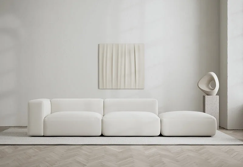 Rosso 3-sits soffa öppen höger by LAYERED in Linen Look Bone White – interior photo