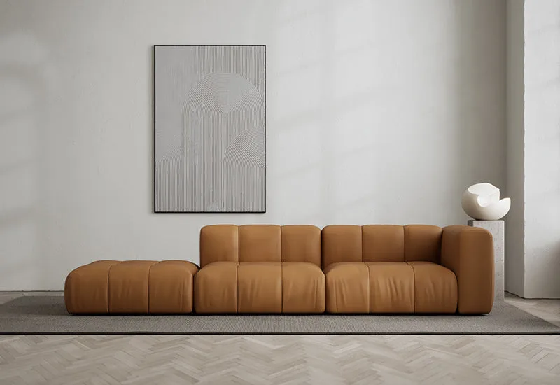 Cecco 3-sits soffa öppen vänster by LAYERED in Leather Brandy – interior photo