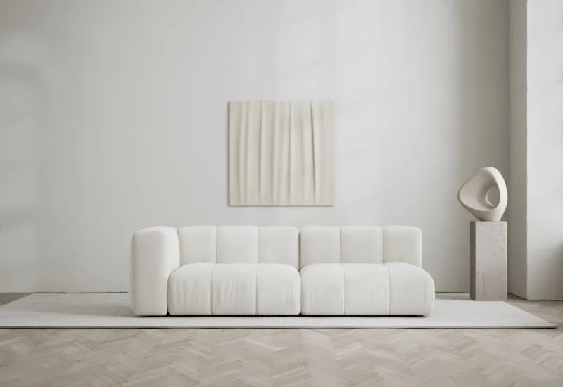 Cecco 2-sits soffa öppen höger van LAYERED in Linen Look Bone White – sfeerfoto