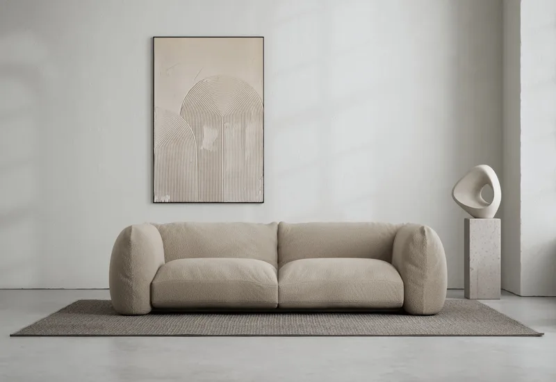 Lotta Agaton 2-sits soffa by LAYERED in Bouclé Warm Clay – interior photo